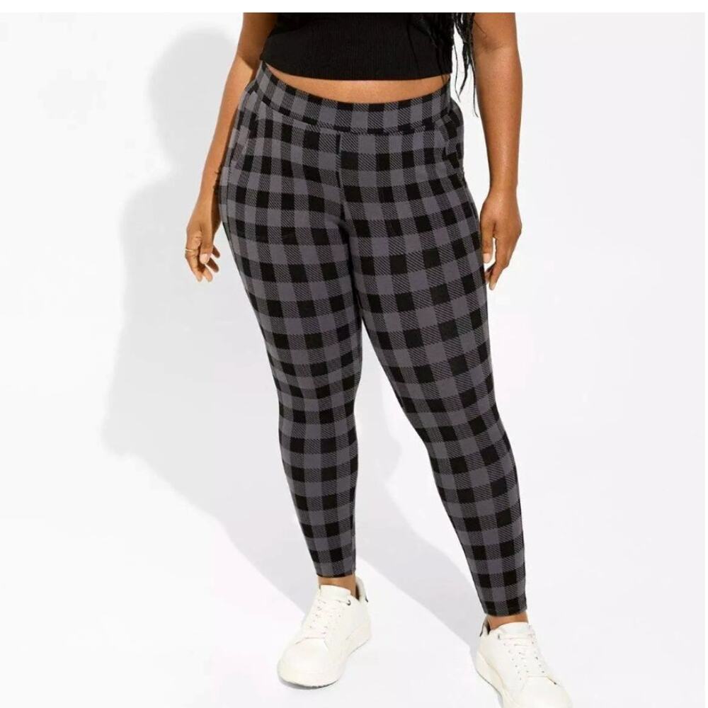 Torrid Grey Full-Length Pocket Legging Checkered Plaid Sz M (Torrid Sz 00)